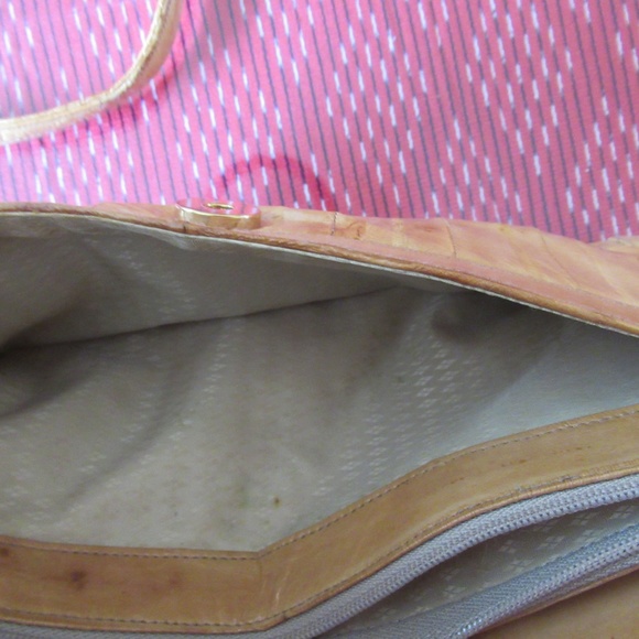 VINTAGE GENUINE EEL SKIN LEATHER CLUTCH WITH DETACHABLE SHOULDER STRAP - Picture 11 of 16